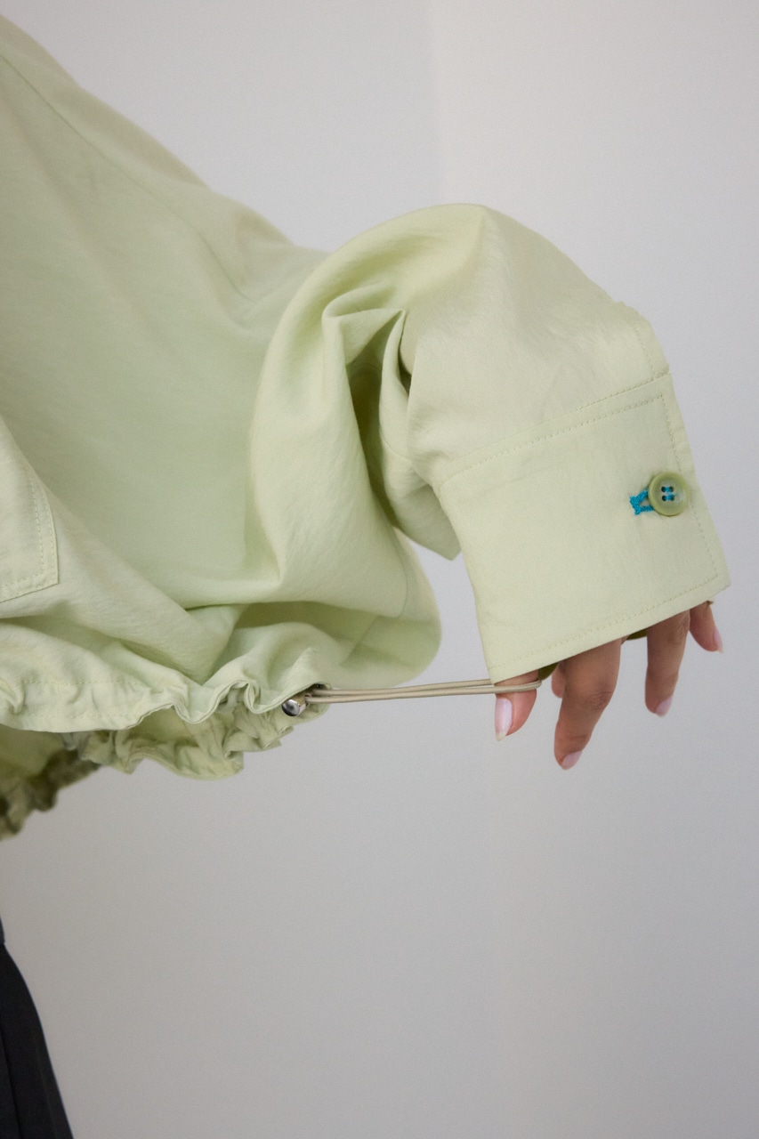 【PLUS】ショートギャザーシアーシャツ LIME FREE