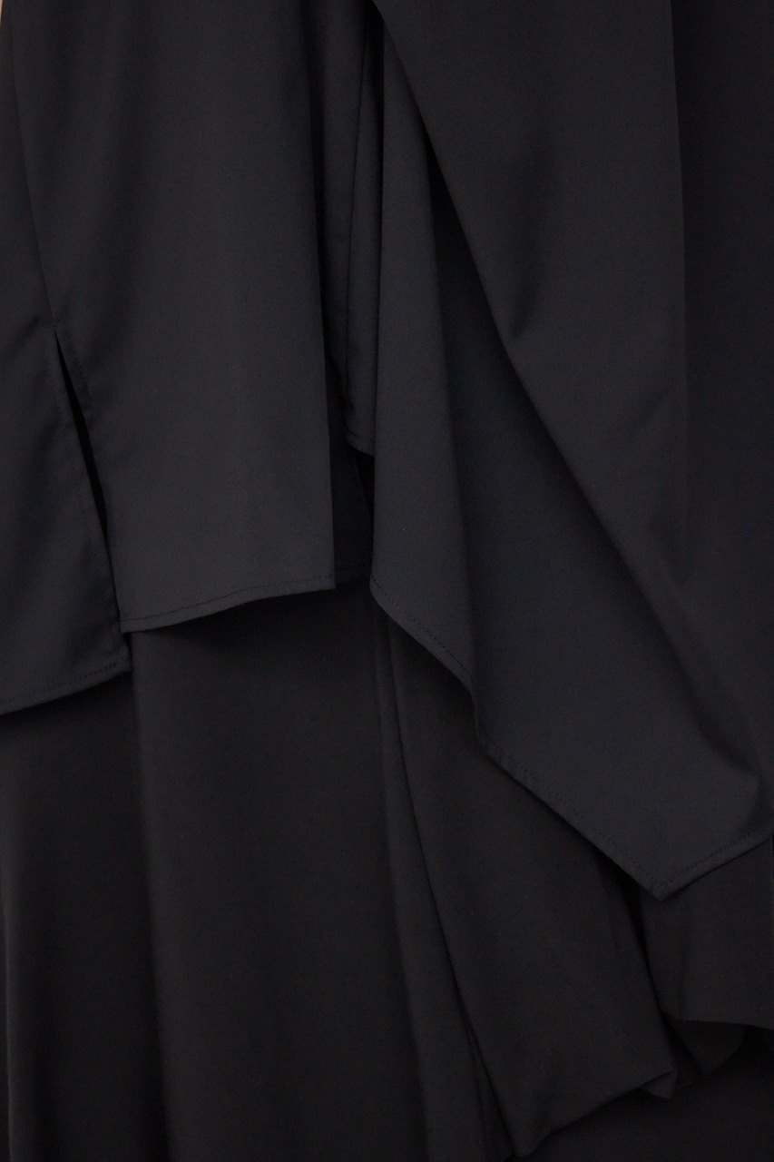 【PLUS】ランダムドレープブラウス BLK FREE