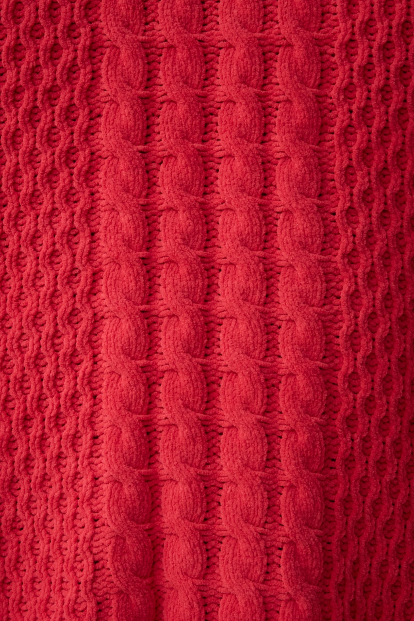 シェニールケーブルニット L/RED S-M