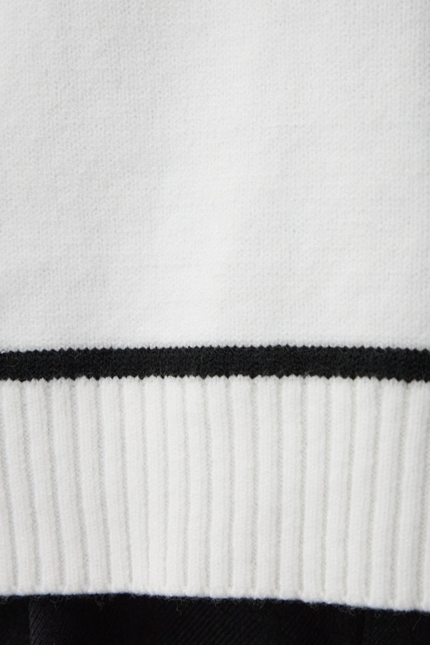 配色パイピングニット O/WHT FREE