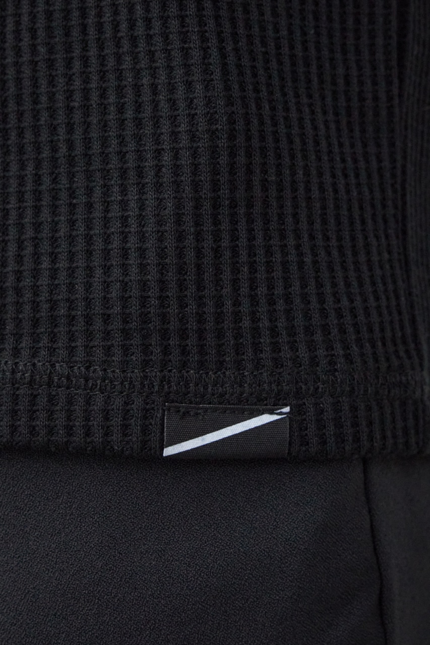 ヘビーワッフル長袖プルオーバー BLK L