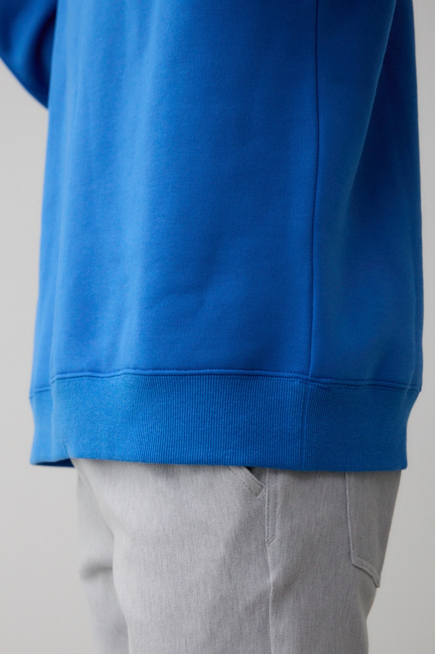 裏起毛ネック刺繍プルオーバー BLU L