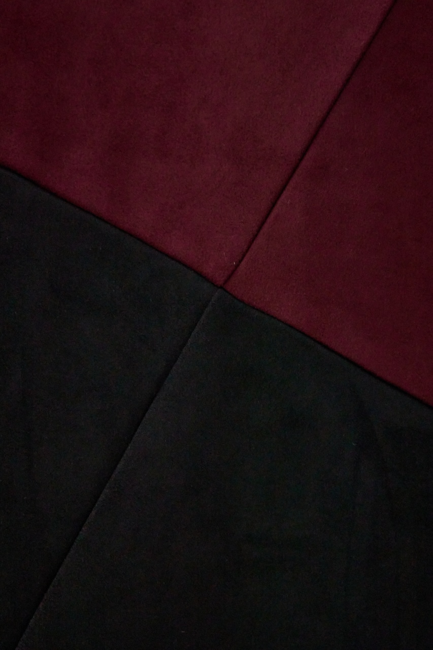 フェイクスウェードパネル切替トップス 柄BRD FREE