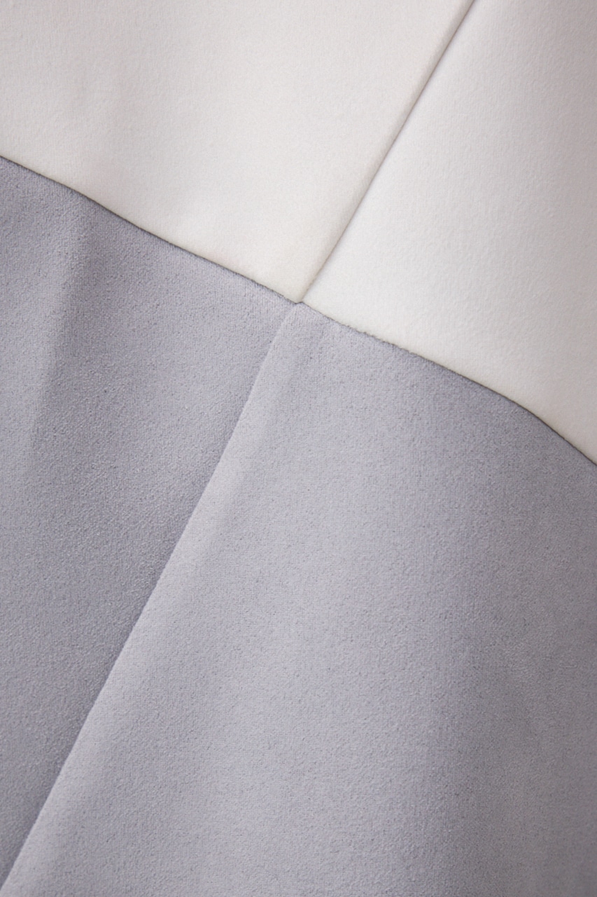 フェイクスウェードパネル切替トップス 柄WHT FREE