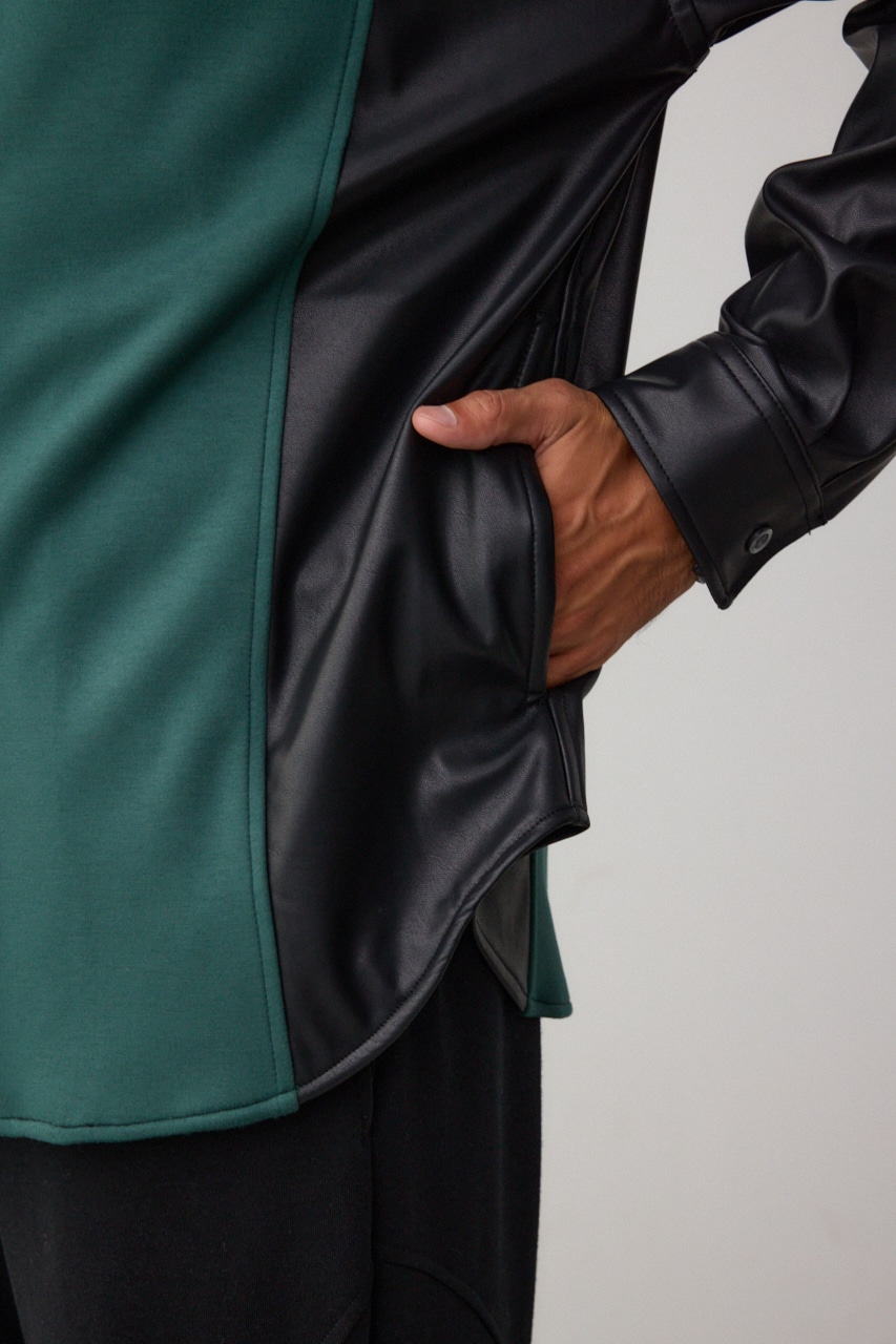 フェイクレザースウィッチングシャツ 柄KHA FREE