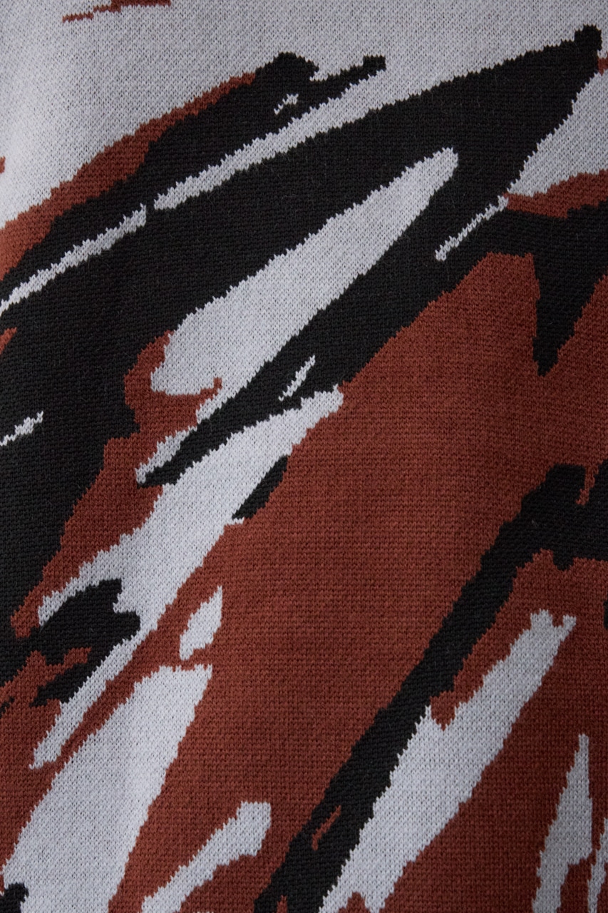 アグリゲーションジャガードニット 柄BRN M