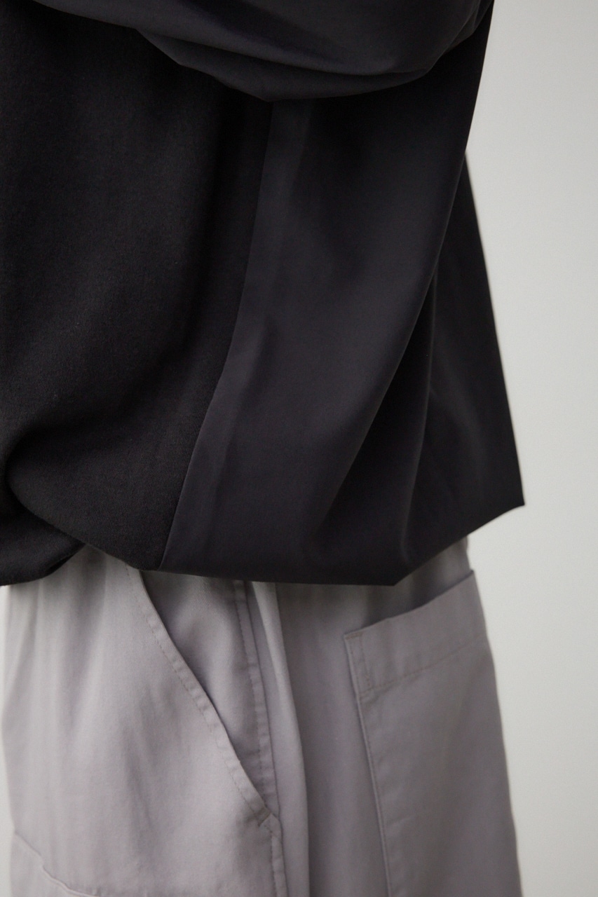 異素材ドッキング刺繍トップス L/BLK FREE