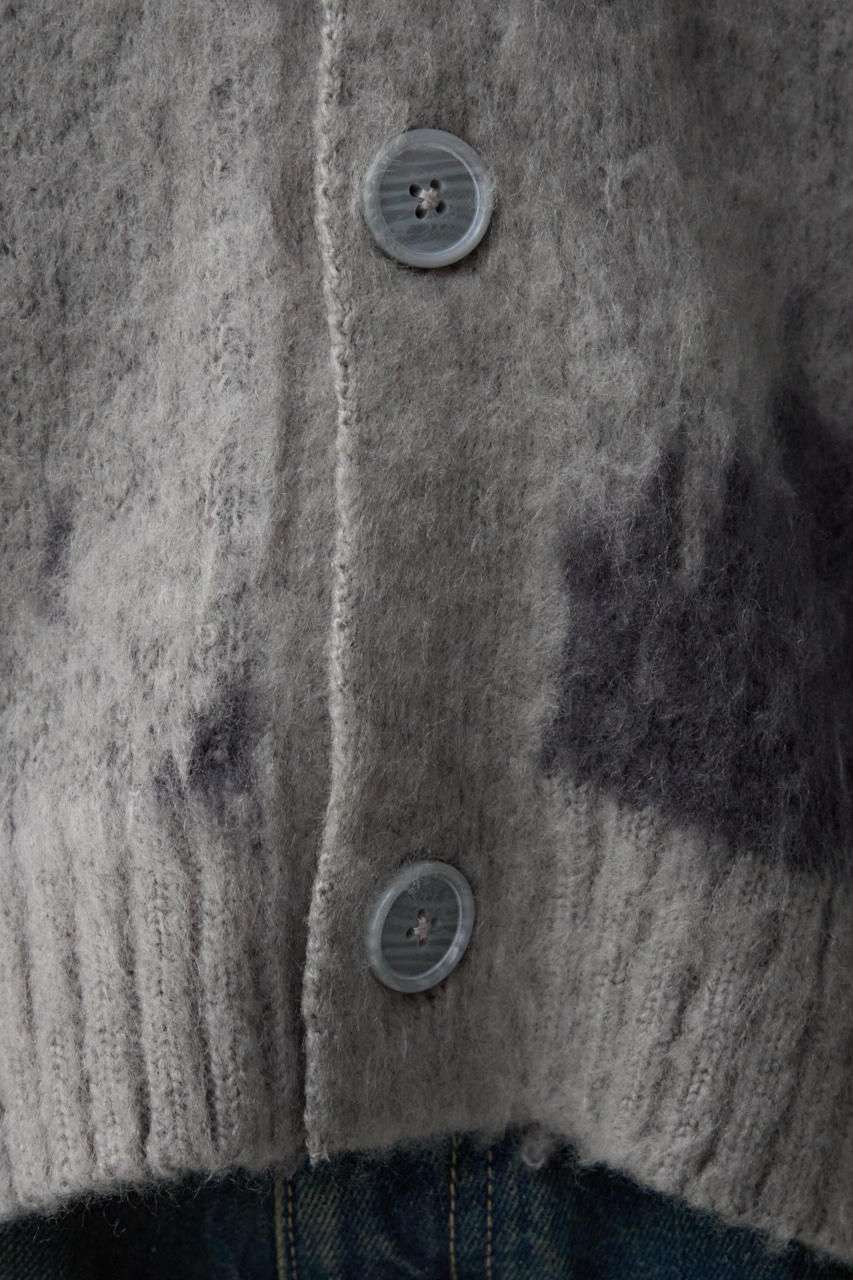 総柄モヘアライクカーディガン 柄GRY FREE