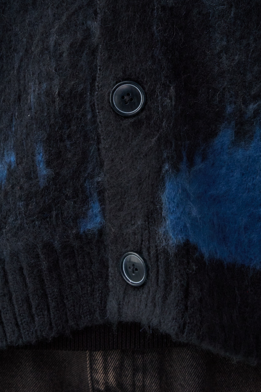 総柄モヘアライクカーディガン 柄NVY FREE