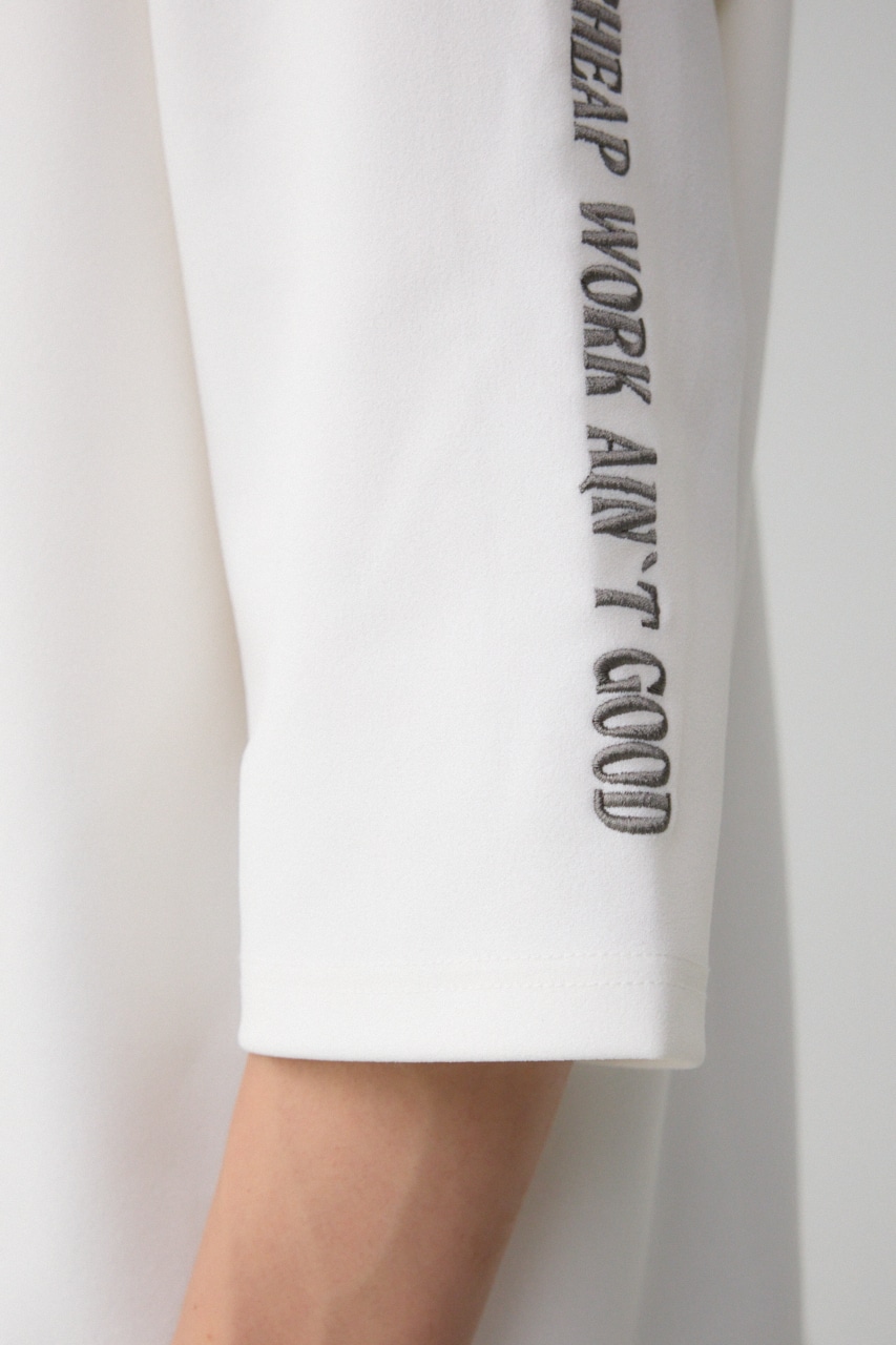 袖刺繍8分袖ビッグT WHT FREE