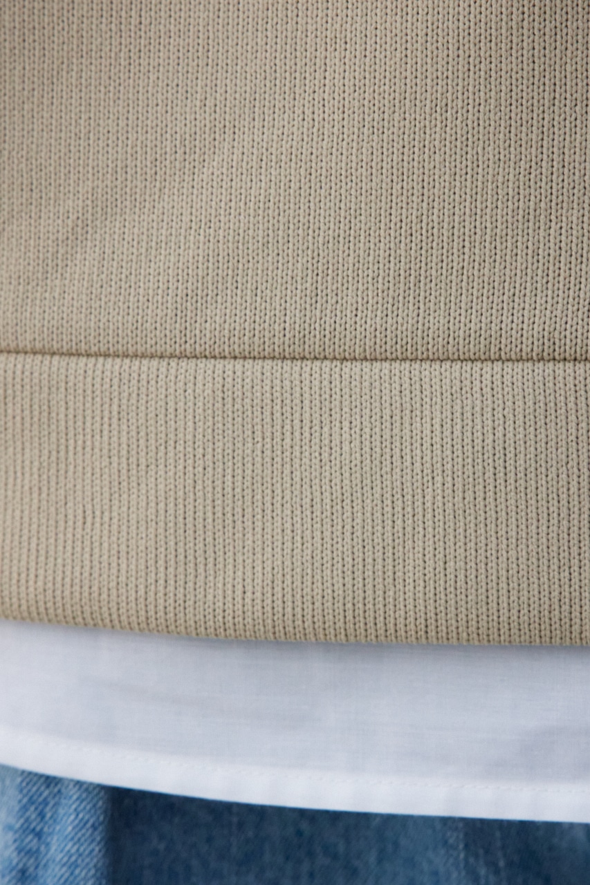 シャツレイヤードスリットニットソー BEG M