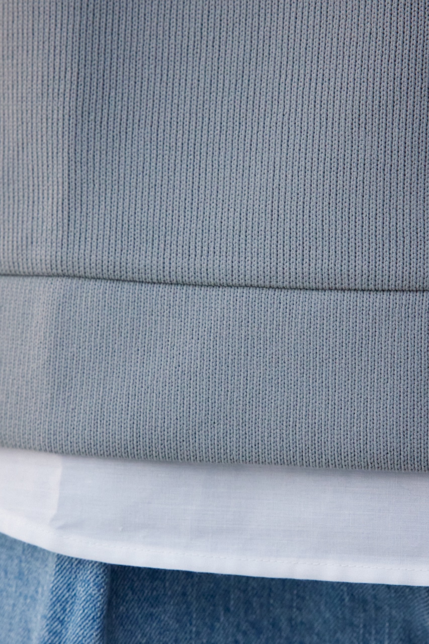 シャツレイヤードスリットニットソー GRY M
