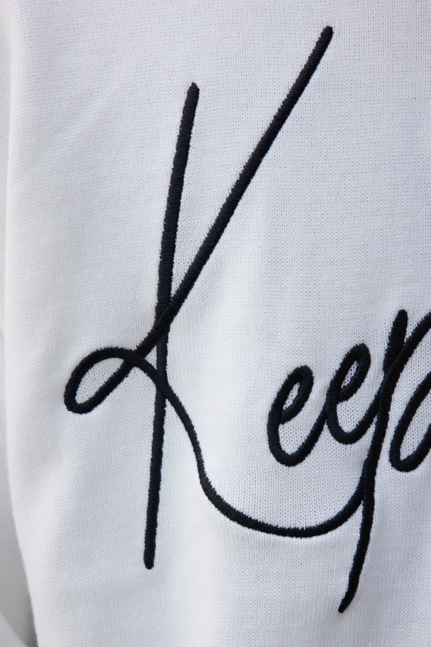 3D刺繍半袖ニットトップス WHT FREE