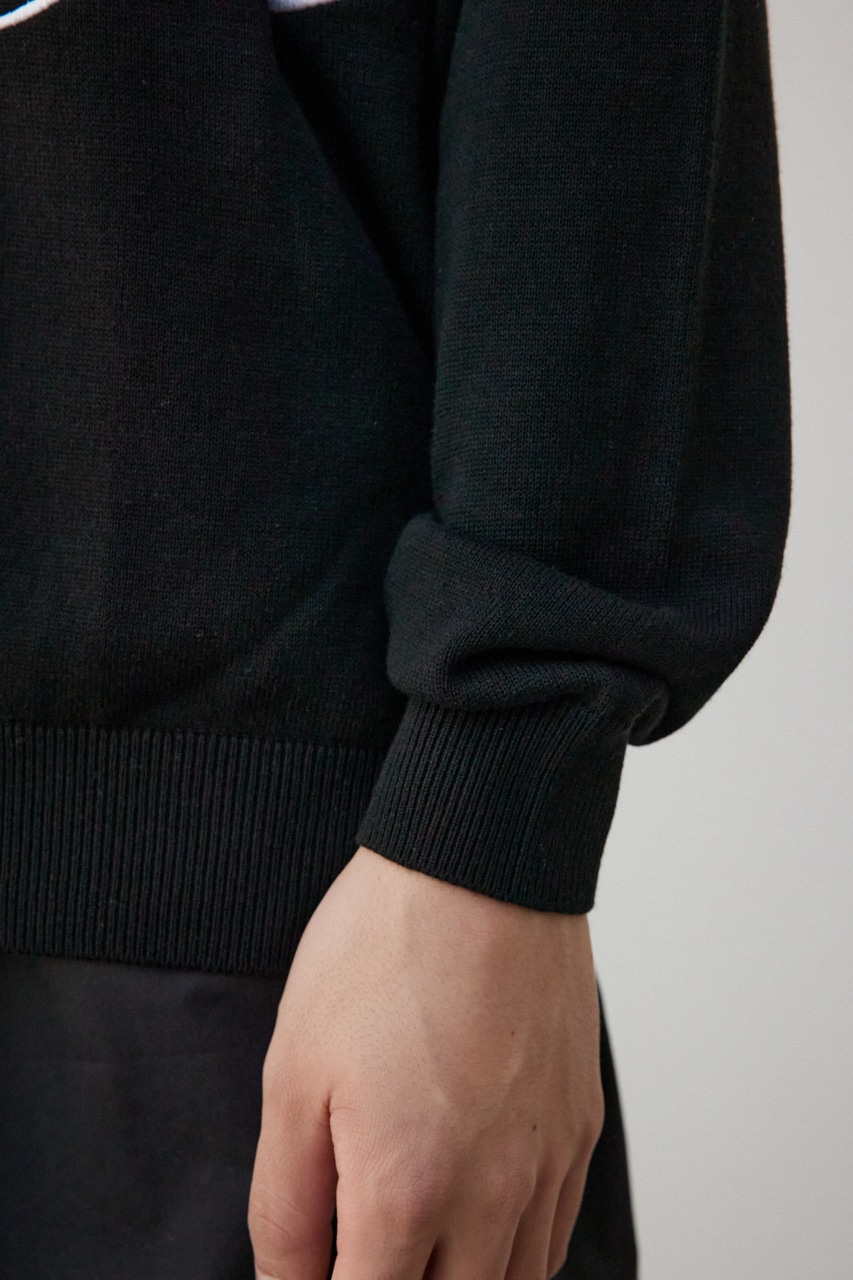 3D刺繍長袖ニットトップス BLK FREE