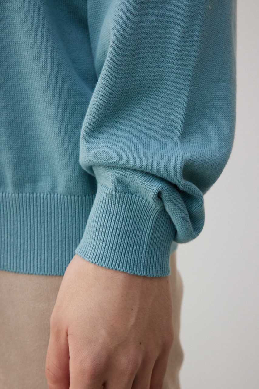 3D刺繍長袖ニットトップス L/BLU FREE