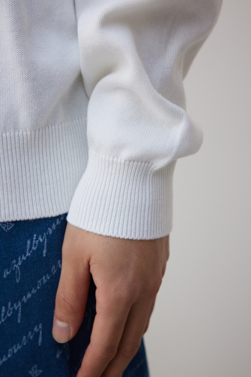 3D刺繍長袖ニットトップス WHT FREE