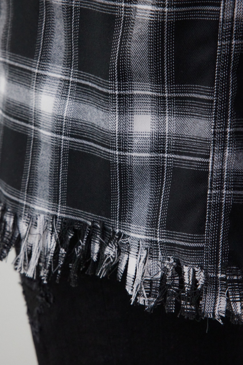 カットオフダメージシャツ 柄BLK FREE