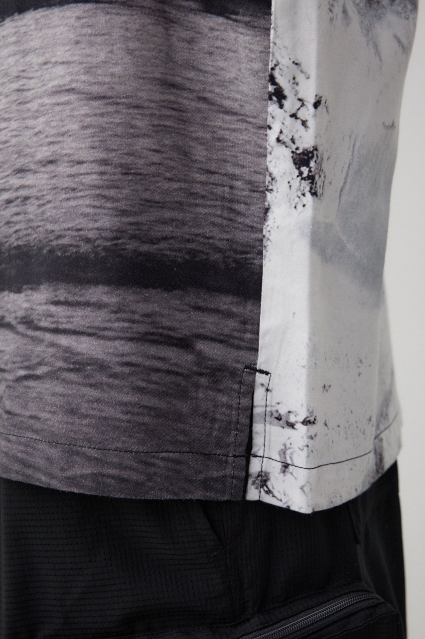 ビンテージ風サーフフォトシャツ 柄BLK FREE