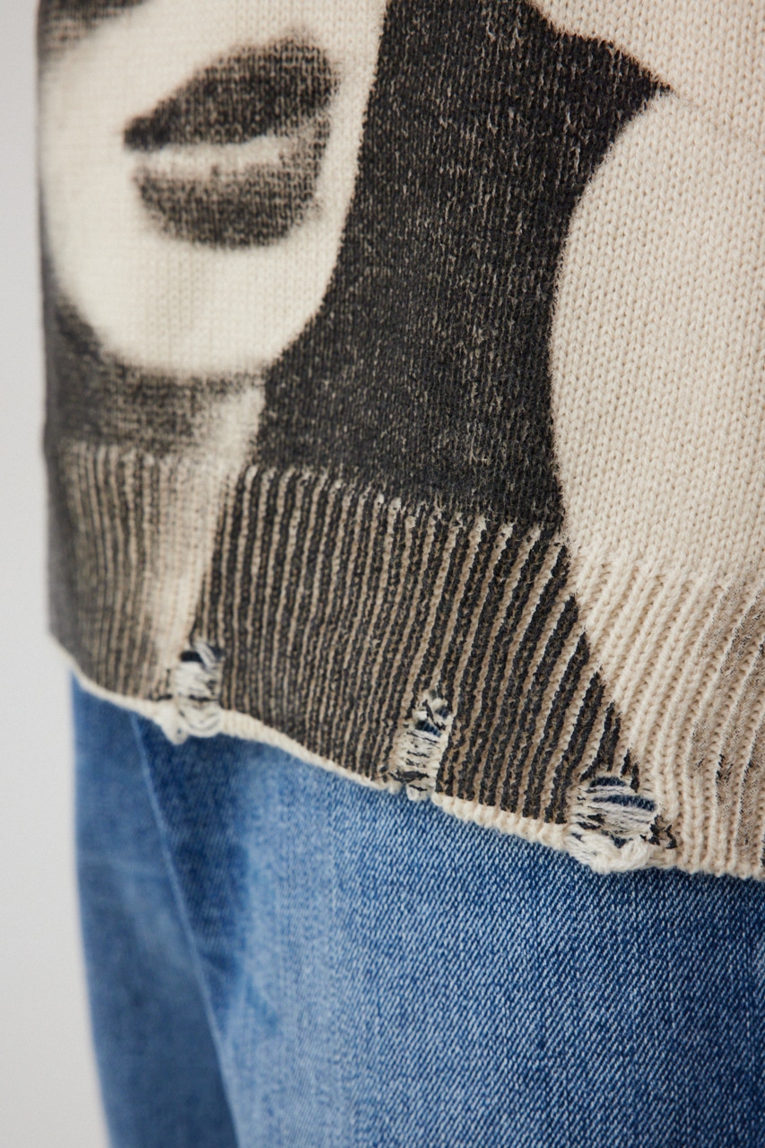 フォトプリントニットトップス IVOY FREE