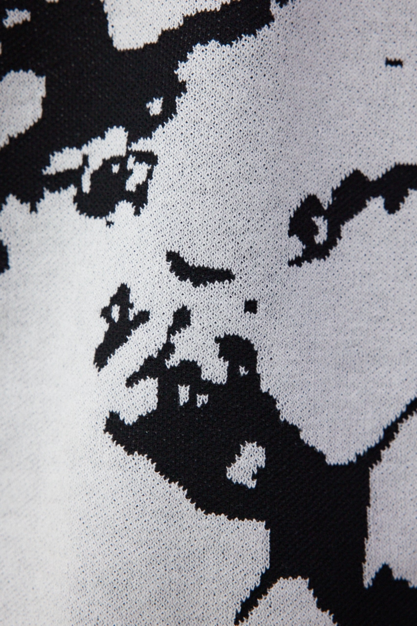 総柄半袖ニットトップス 柄WHT FREE