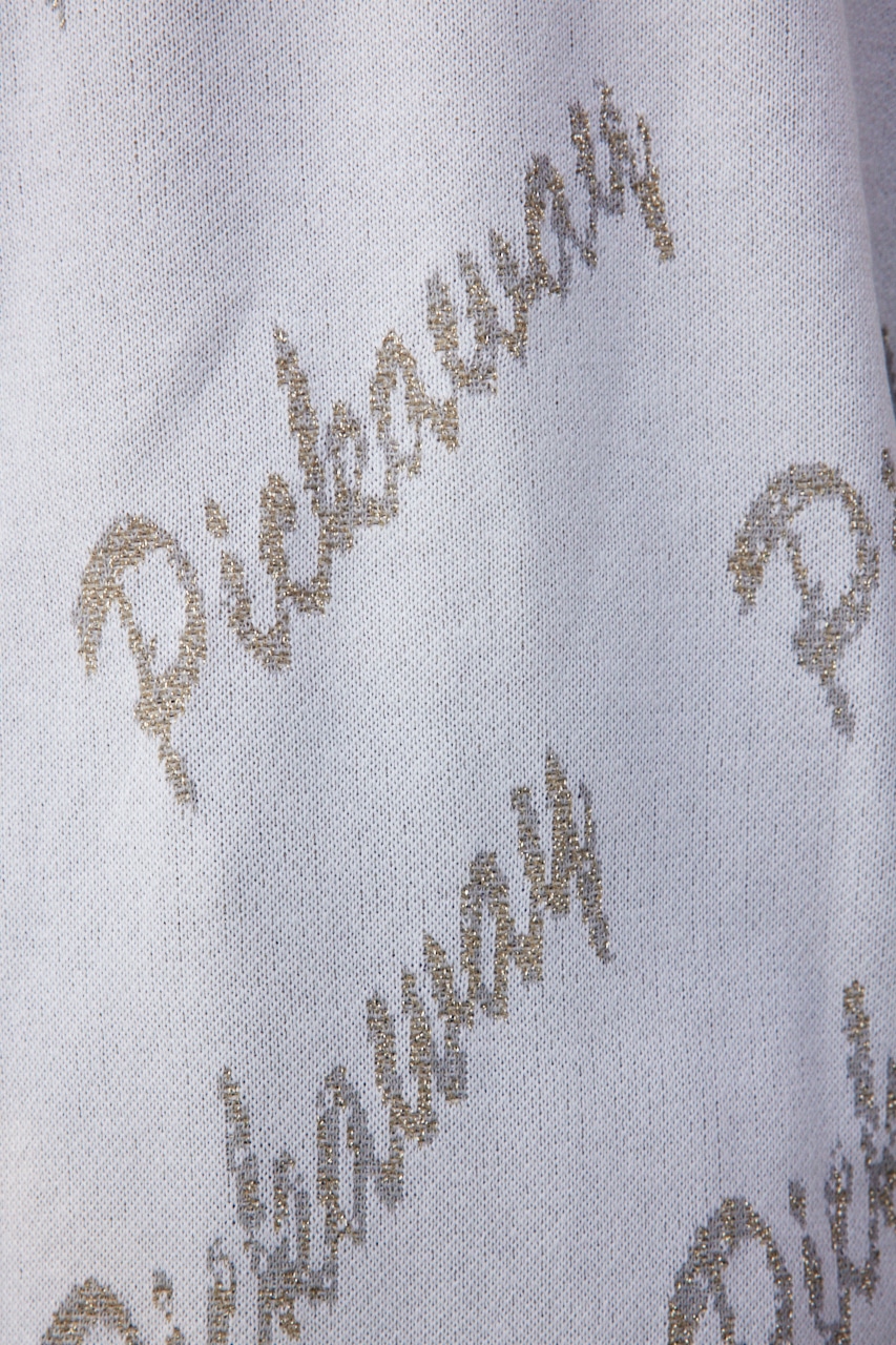 ゴールド総柄半袖ニットトップス 柄WHT FREE