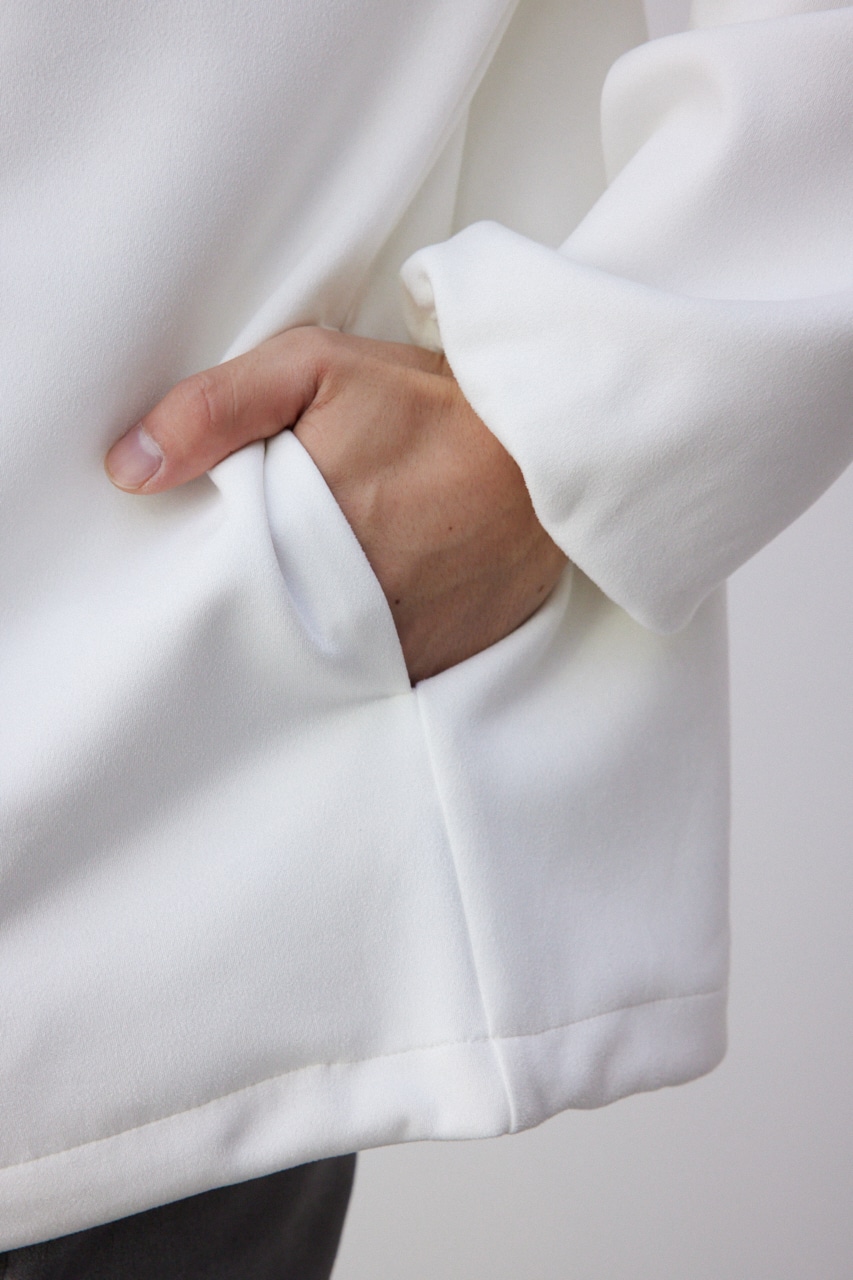 ワンポイント刺繍フェイクスウェードハーフジップ WHT FREE