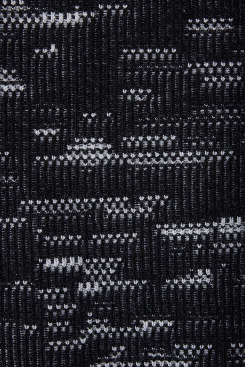 コントラストジャガードニット BLK L