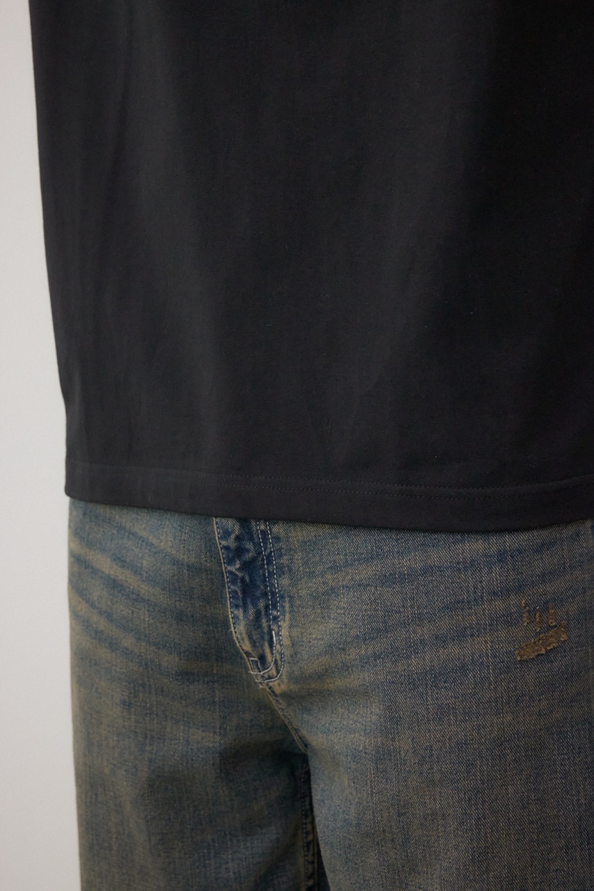 ハートゴールド発泡プリントTEE BLK L