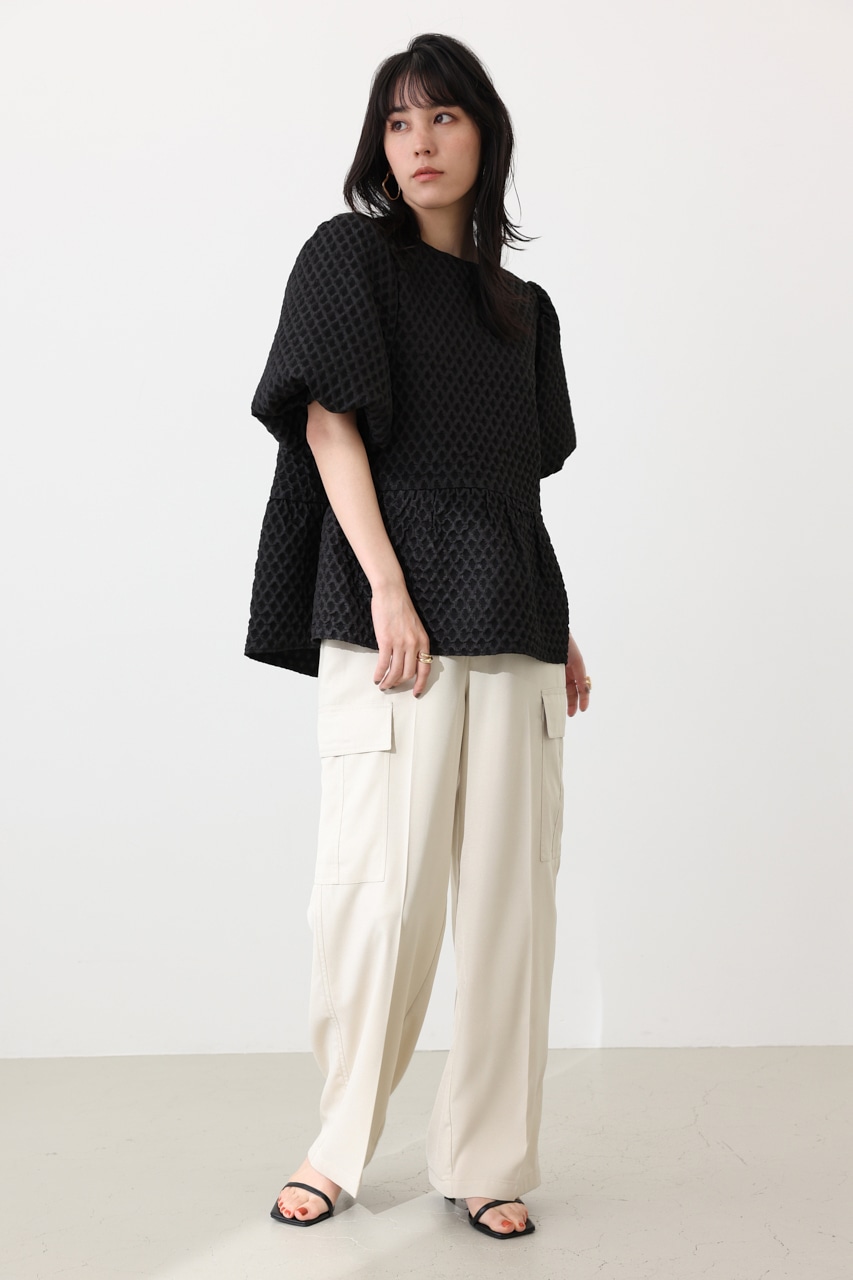 crie conforto | ふくれジャカードパフスリーブブラウス (シャツ 