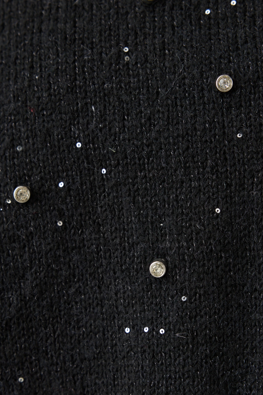 ラインストーンニット BLK FREE