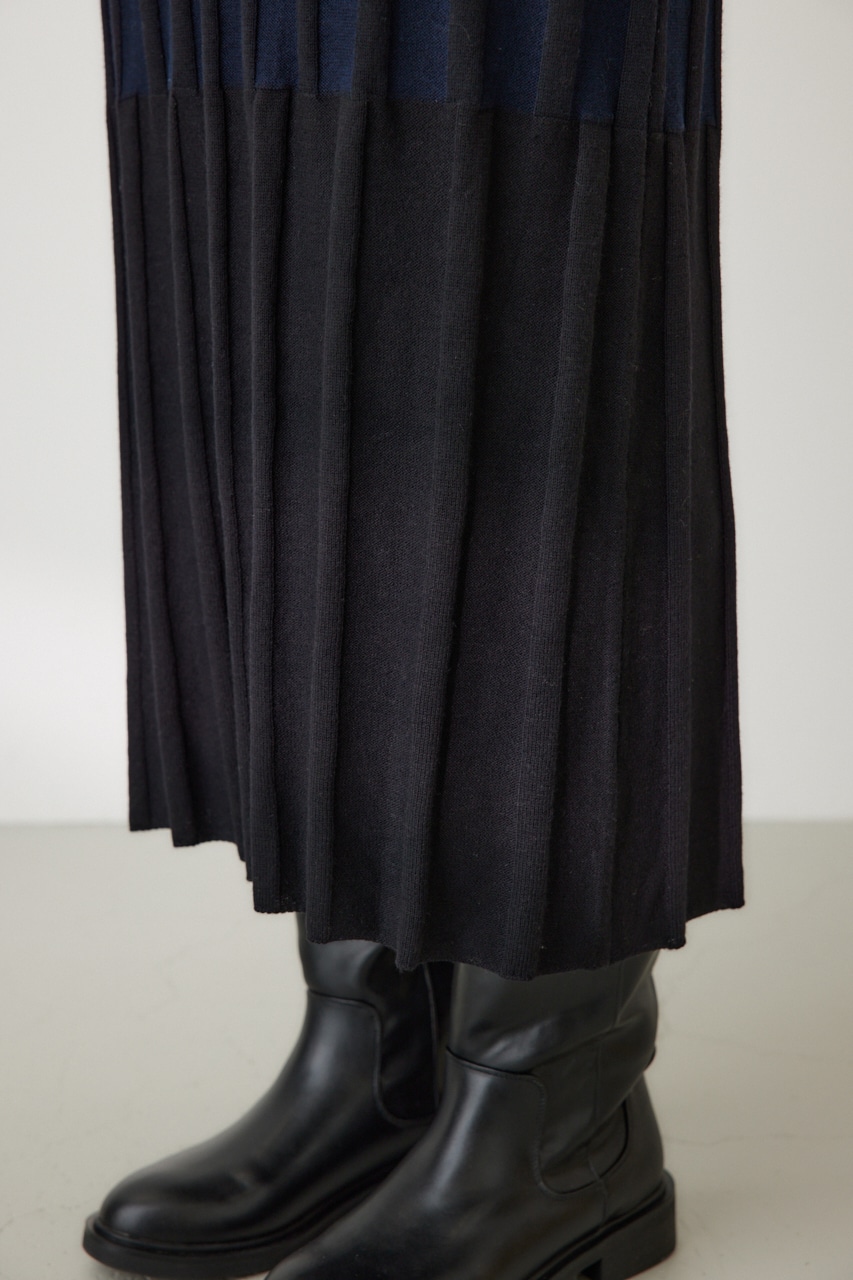 フロントジップリブニットワンピース BLK FREE