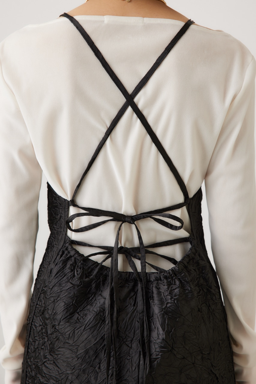 ワッシャーサテンキャミワンピース BLK S