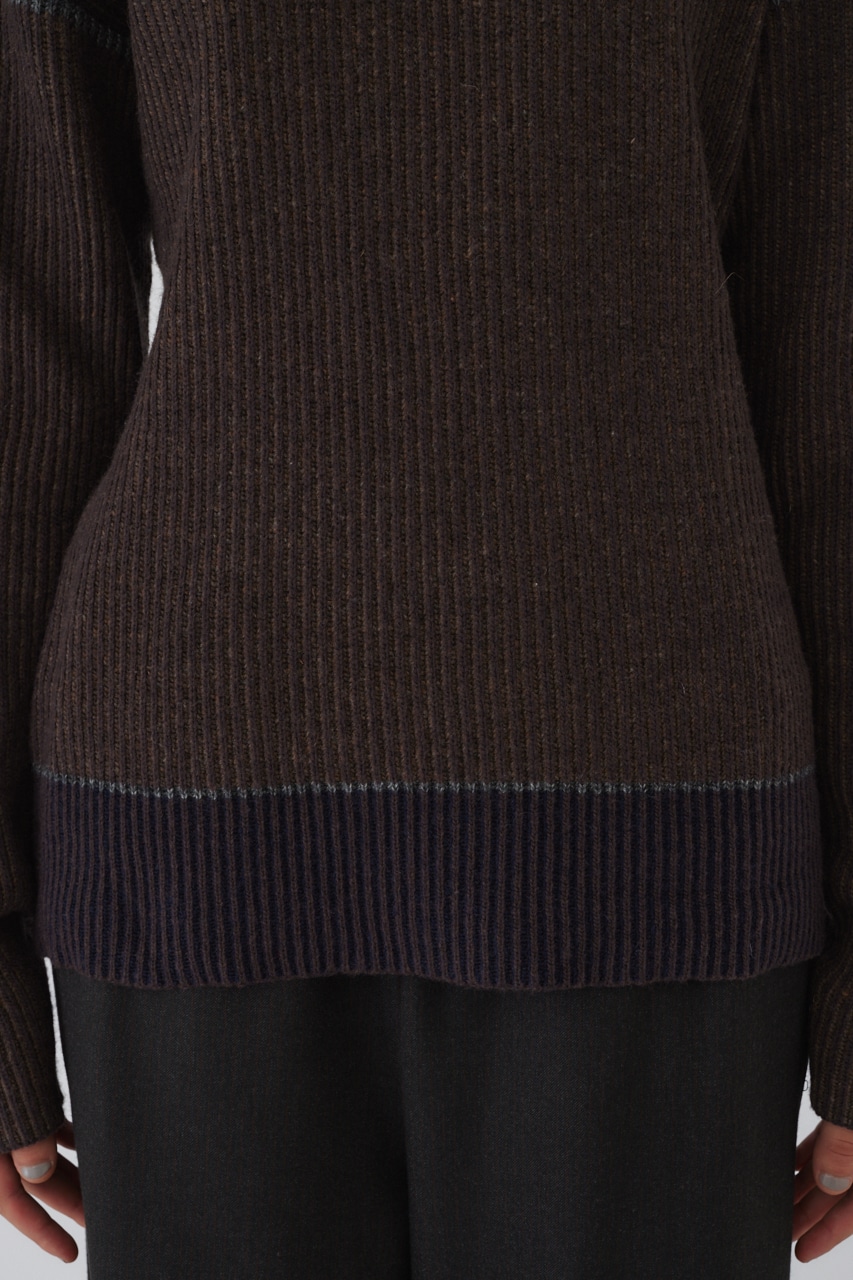 【LIMITED SALE】Curved mix color tunic BRN FREE