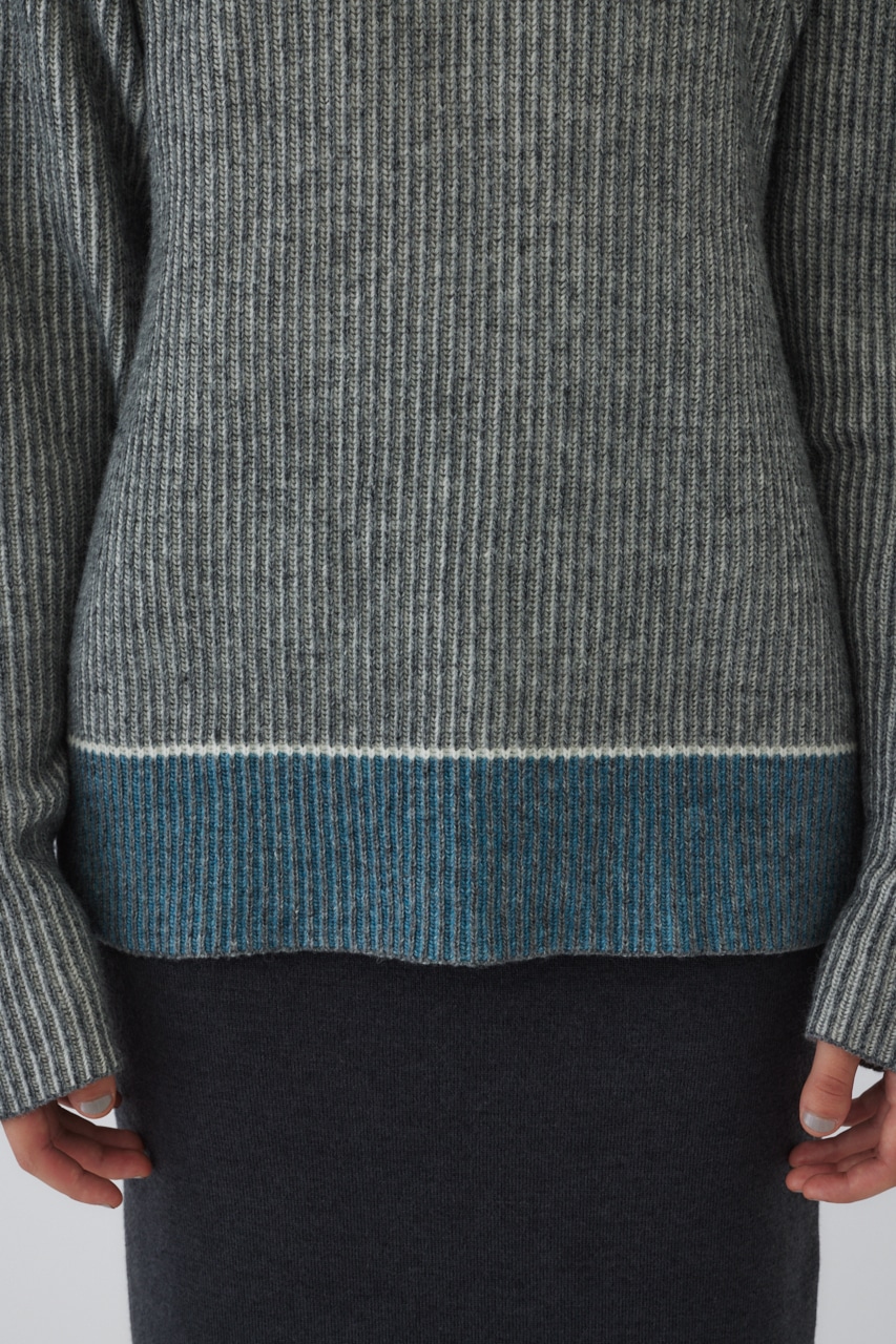 【LIMITED SALE】Curved mix color tunic L/GRY FREE