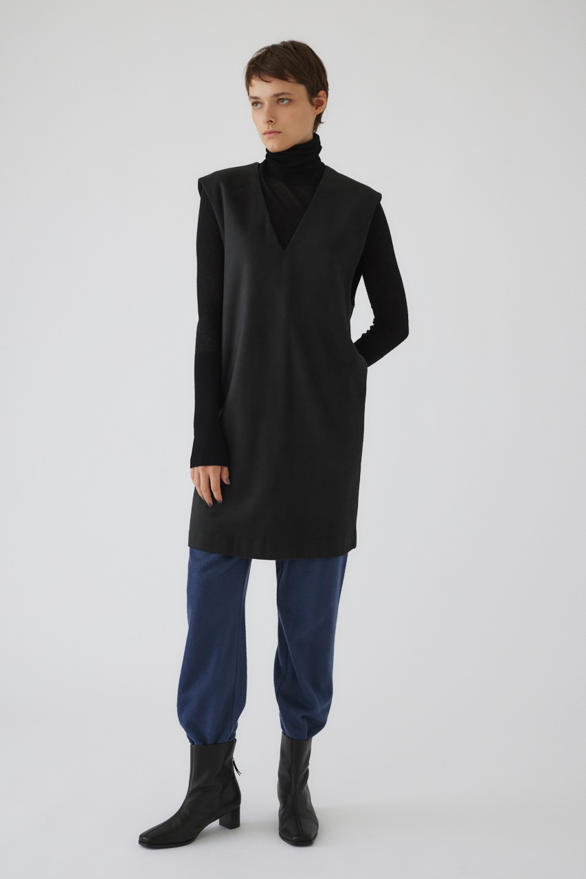 Soft felt long vest L/BLK 36