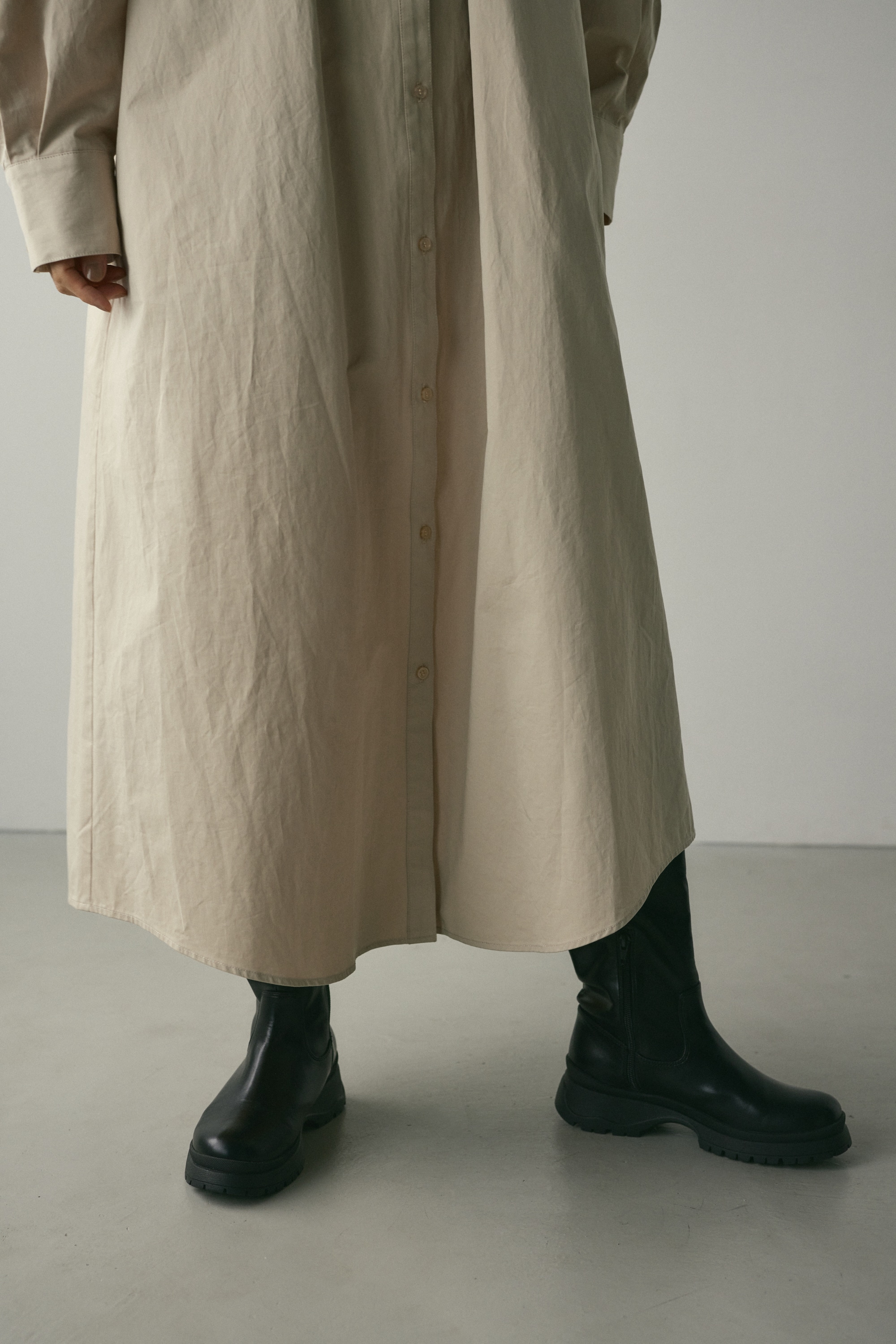 スイッチングシャツワンピース L/BEG S