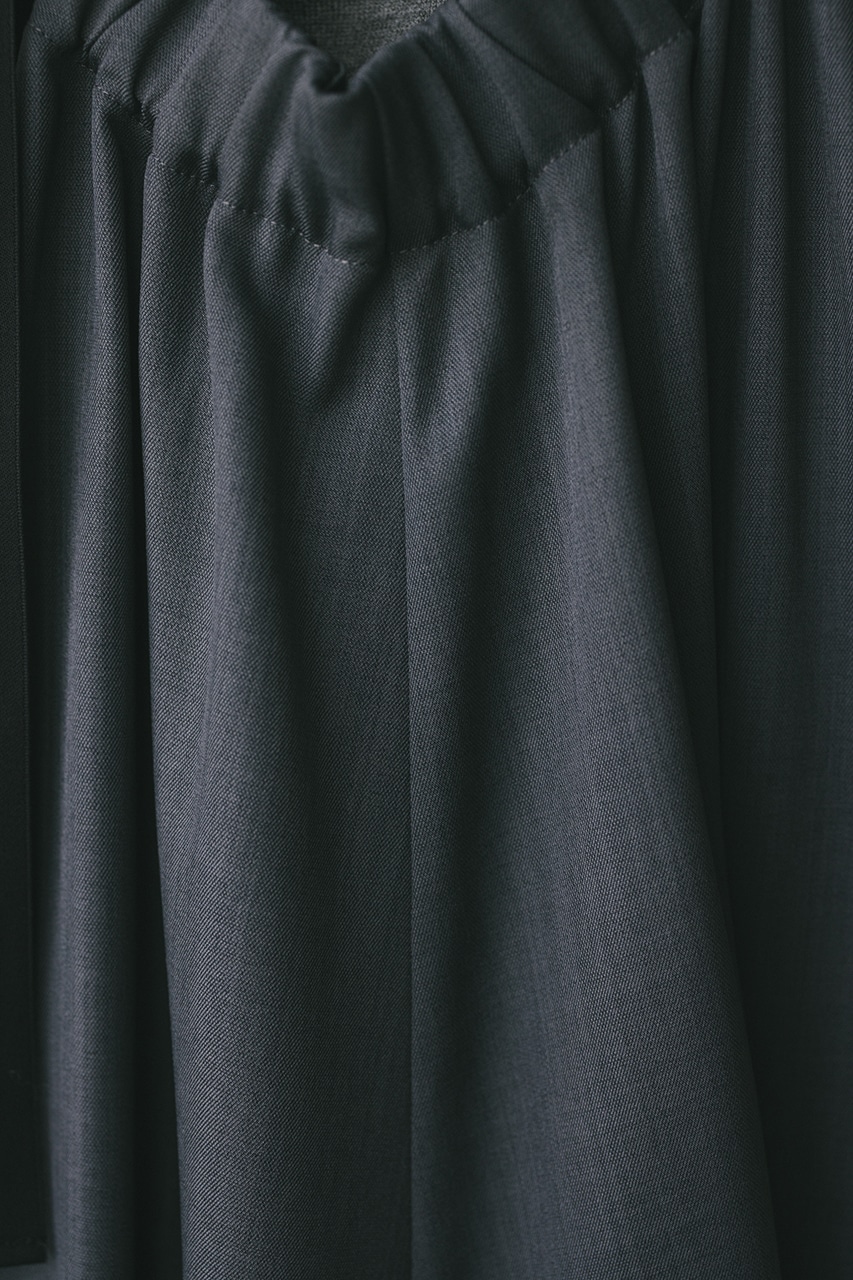 バックルギャザーフレアワンピース GRY M