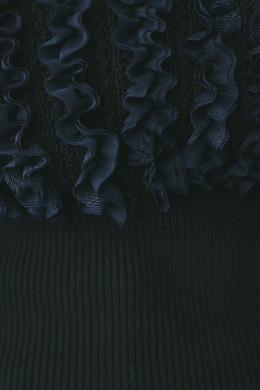 チュールフリルニット NVY FREE