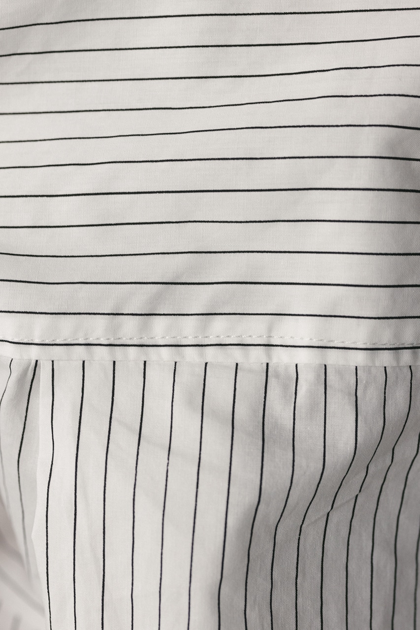 ヘムギャザーショートシャツ 柄WHT FREE