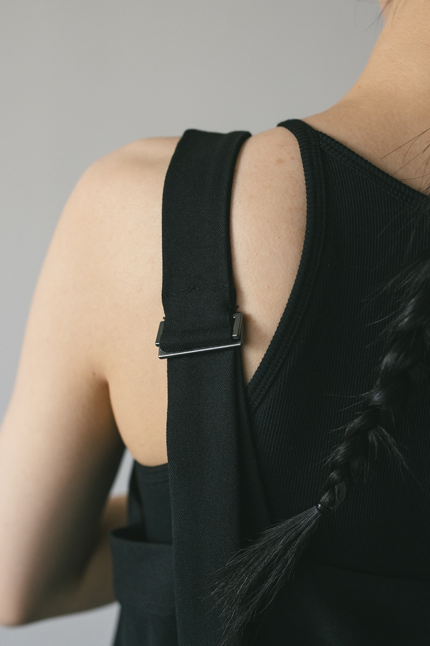 スクエアネックロンパース BLK S