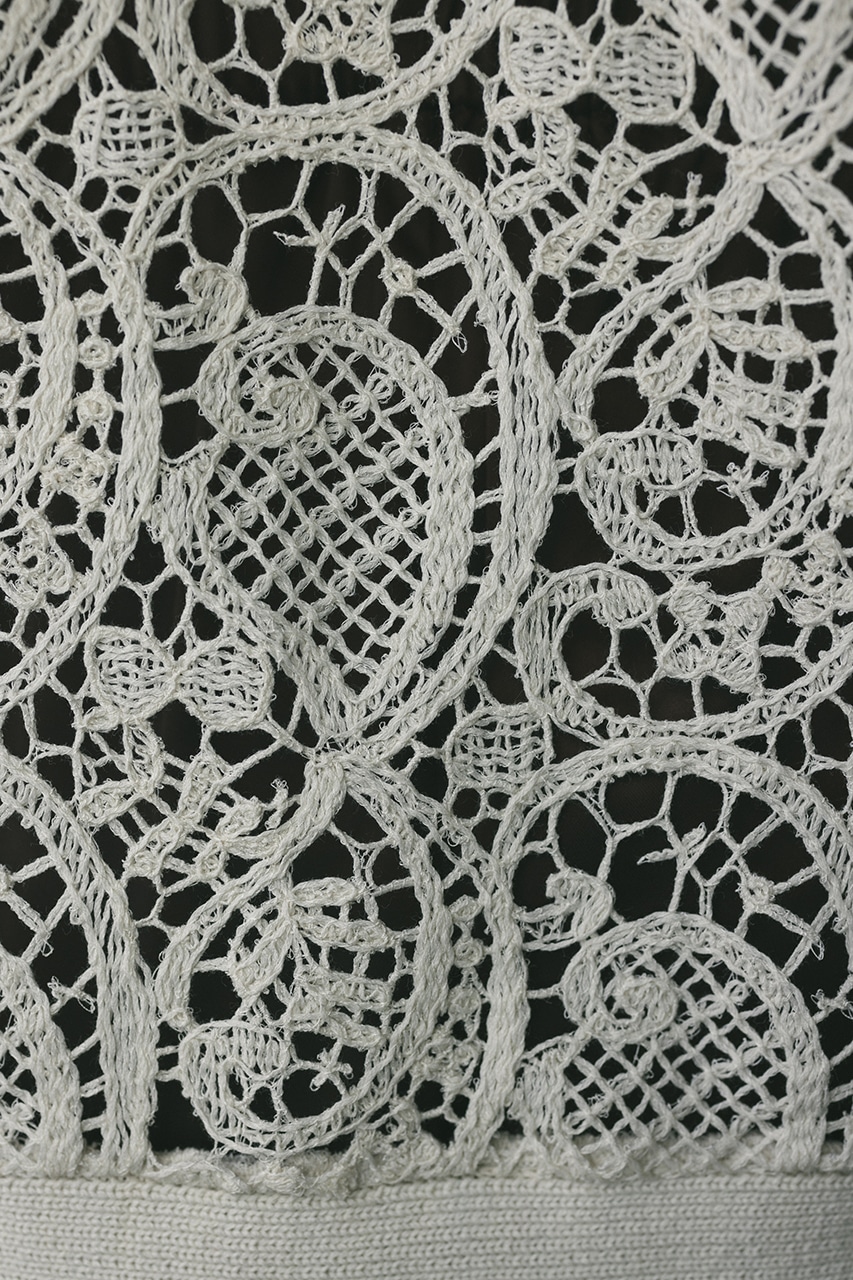 クロシェレースニットシャツ WHT FREE