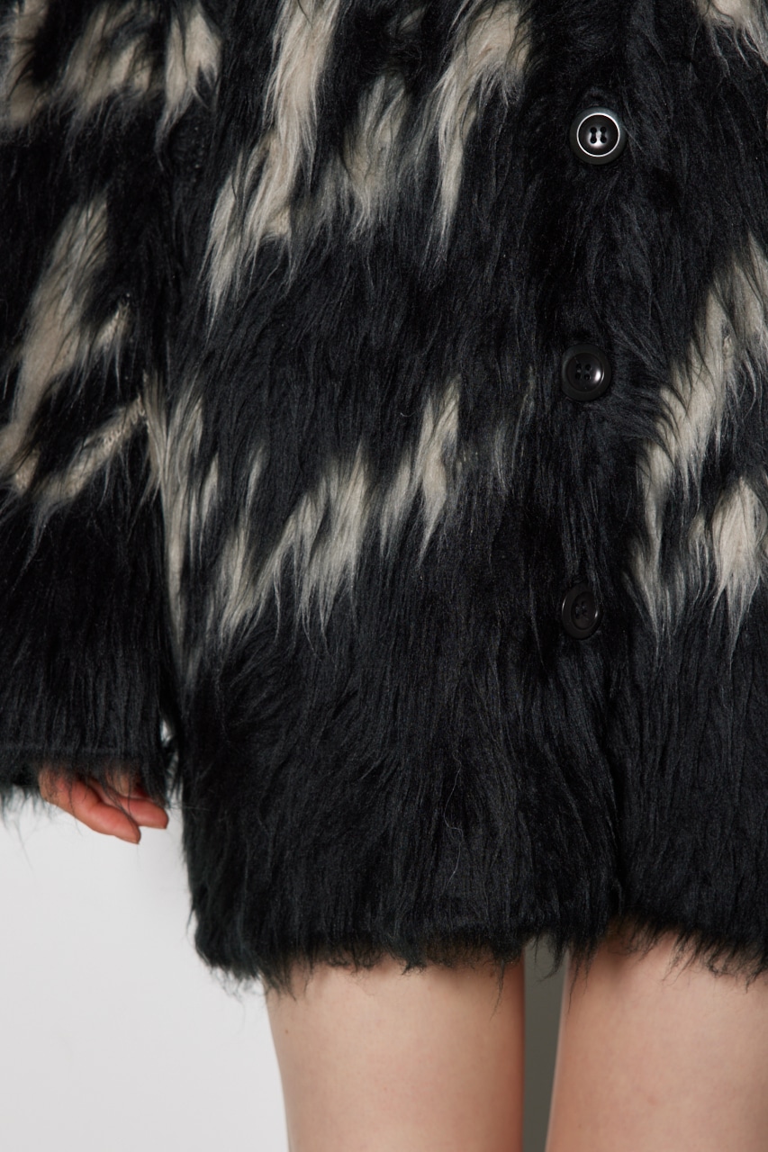 【岡崎紗絵さん着用アイテム】2WAYロングシャギールーズジャガードニットカーデ 柄BLK FREE