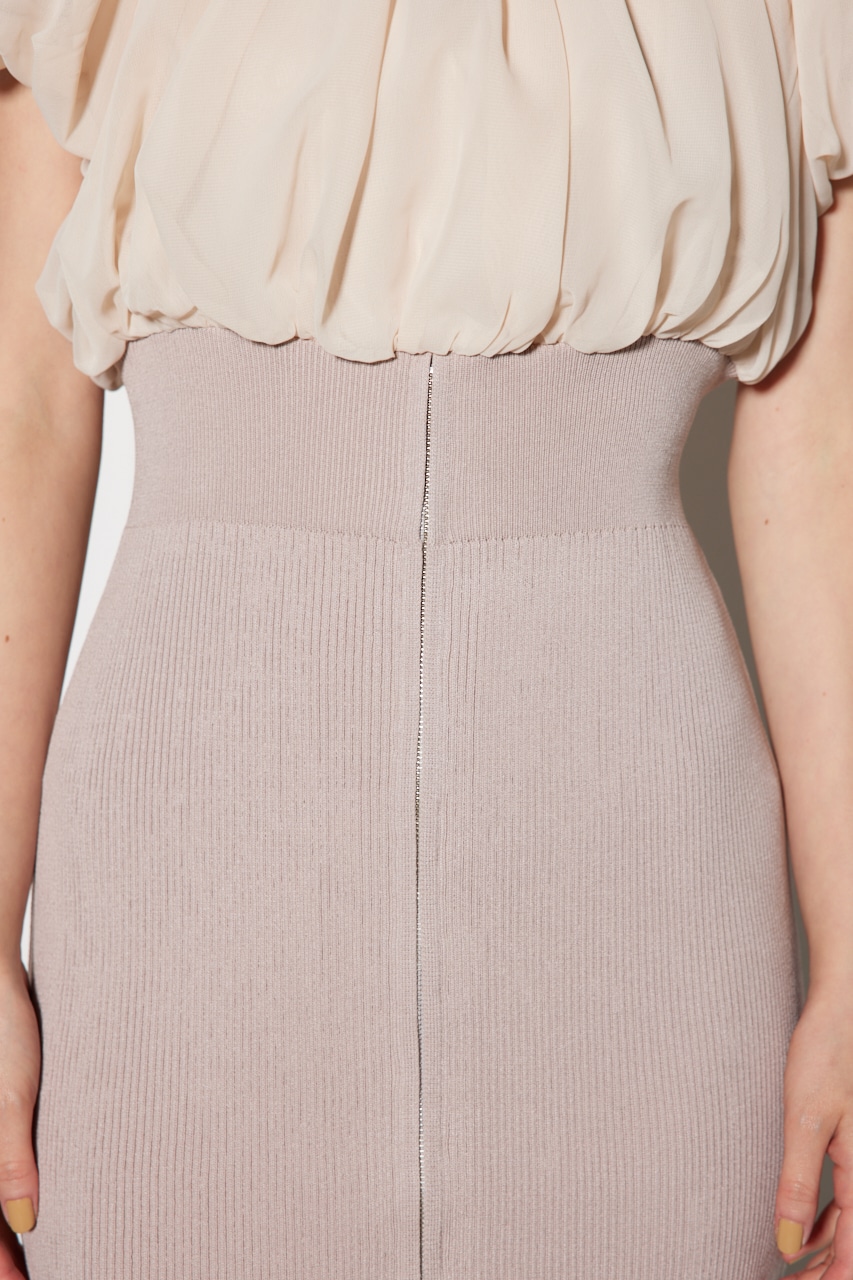 rienda | シフォンオフショルタイトニットワンピース