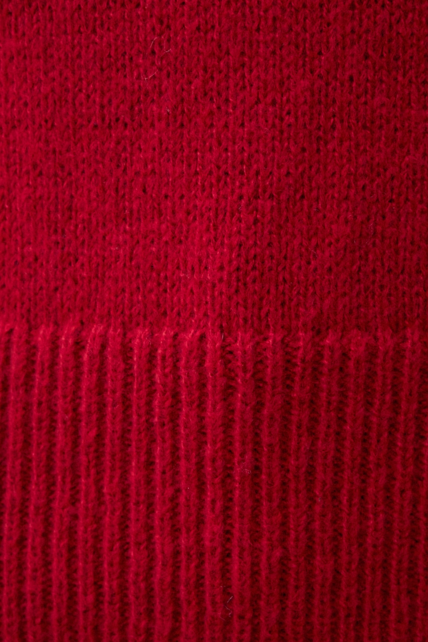 袖リボンデザインニット RED FREE