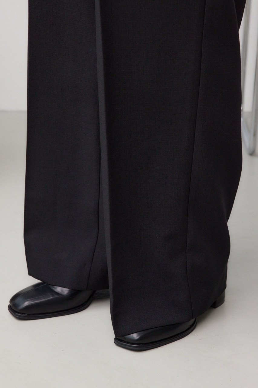 リネンライクワイドハイウエストサロペット BLK M