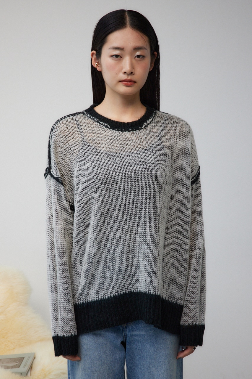 リバーシブルシアーニット BLK FREE