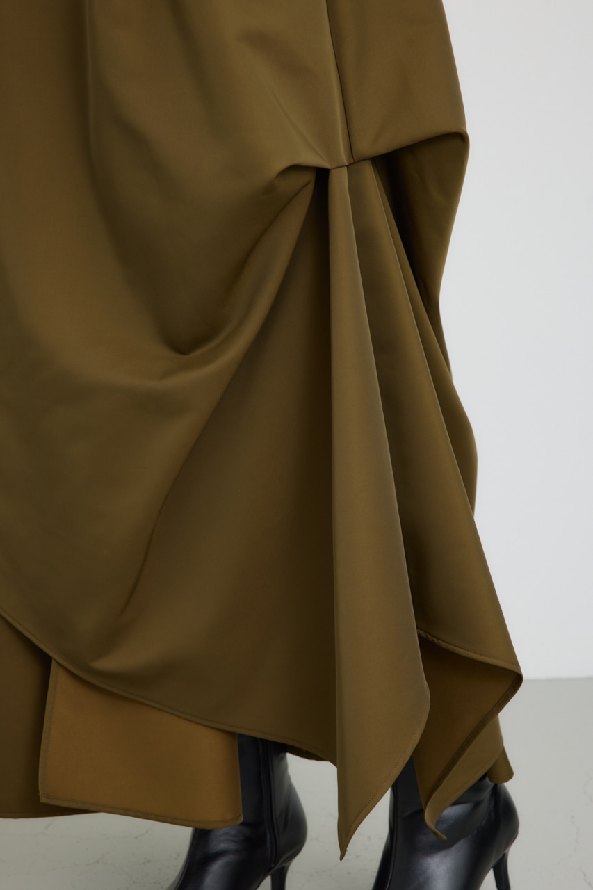 【PLUS】タックギャザーフレアスカート KHA M