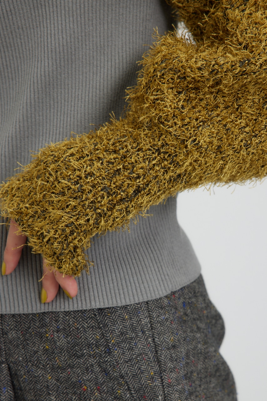 【PLUS】ショートボレロレイヤードセットニット D/YEL FREE