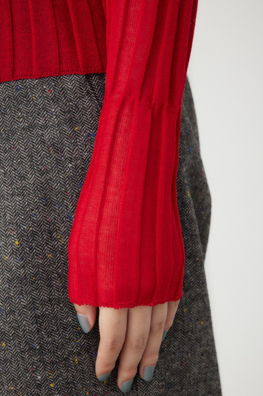 【PLUS】ホルターネックレイヤードセットニット RED FREE