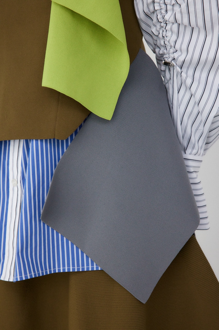 【PLUS】アシンメトリーヘムニットベスト 柄KHA FREE